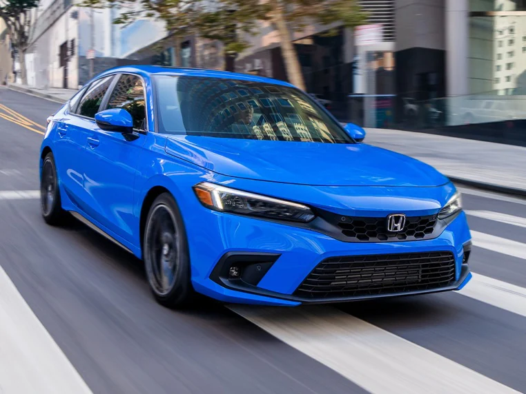 2022 Honda Civic Hatchback in Boost Blue.