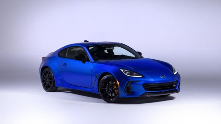 The 2024 Subaru BRZ tS seen from a front quarter angle
