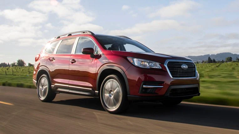 2022 Subaru Ascent Limited near hills in red