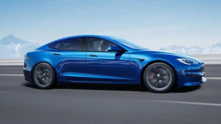 2022 Tesla Model S in blue.
