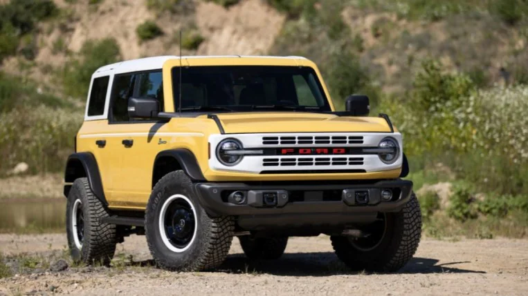 The 2023 Ford Bronco Heritage Edition in yellow.